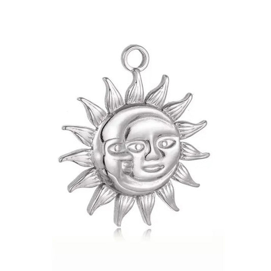 Silver Sun & Moon Charm