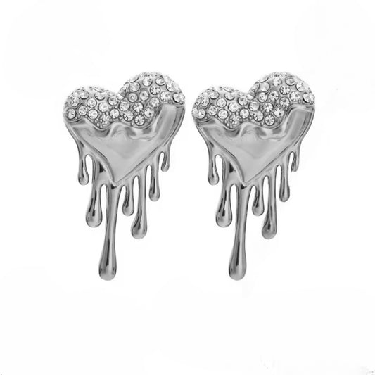 Ohrringe „DRIPPING HEART SILVER“