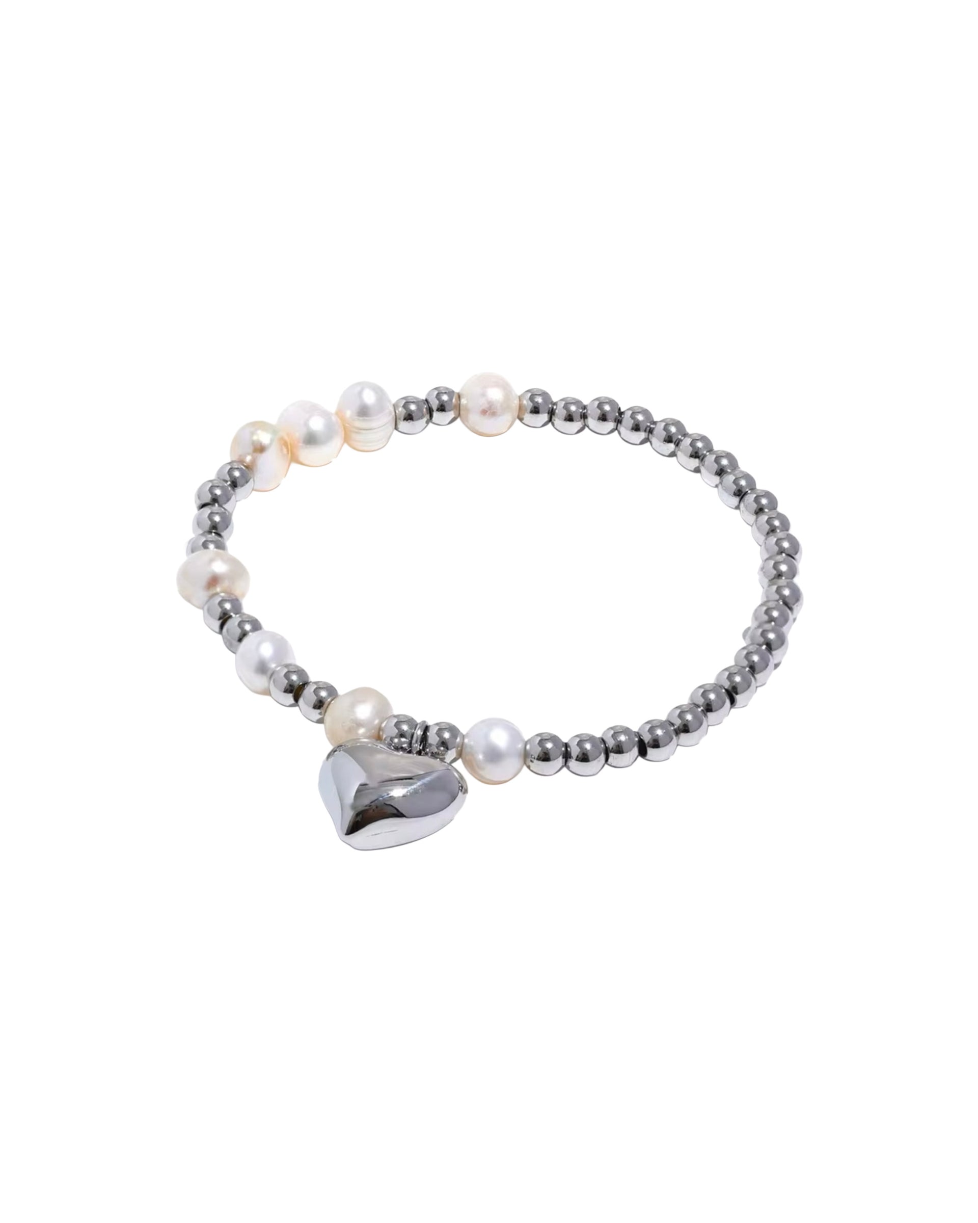 ARMBAND SILVER PEARLS.