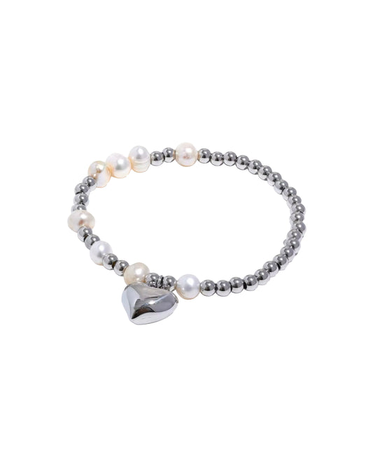 ARMBAND SILVER PEARLS.
