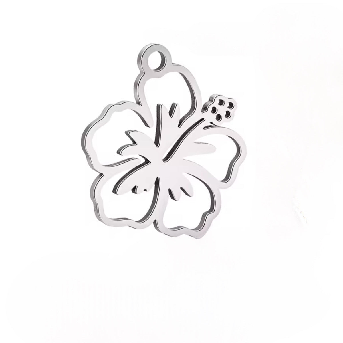 Silver Hibiscus Charm