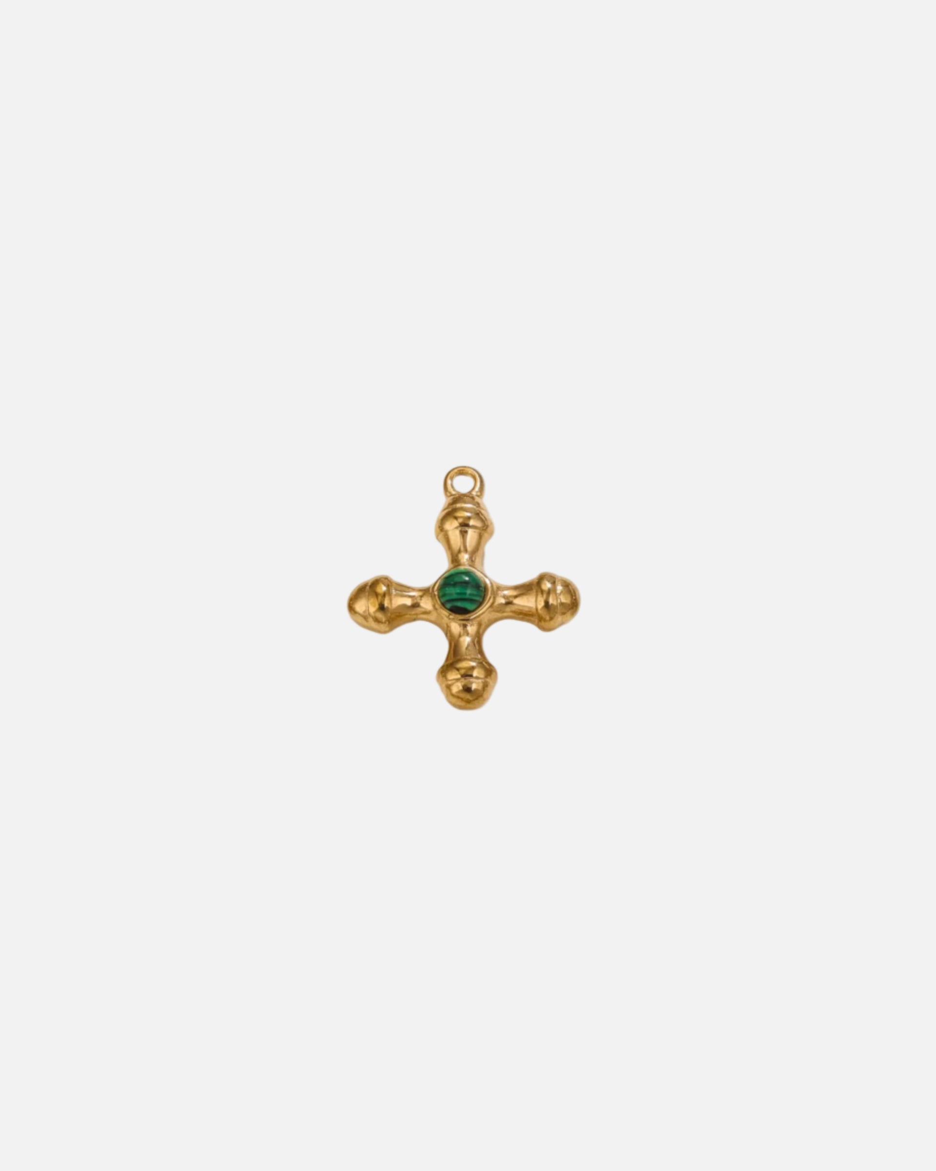 MALACHIT CROSS CHARM.