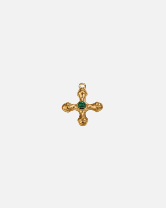MALACHIT CROSS CHARM.